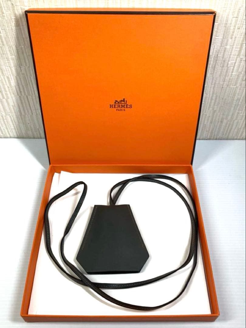 良品　HERMES エルメス　クロシェット　レザー　ネックレス　キーリング　箱付