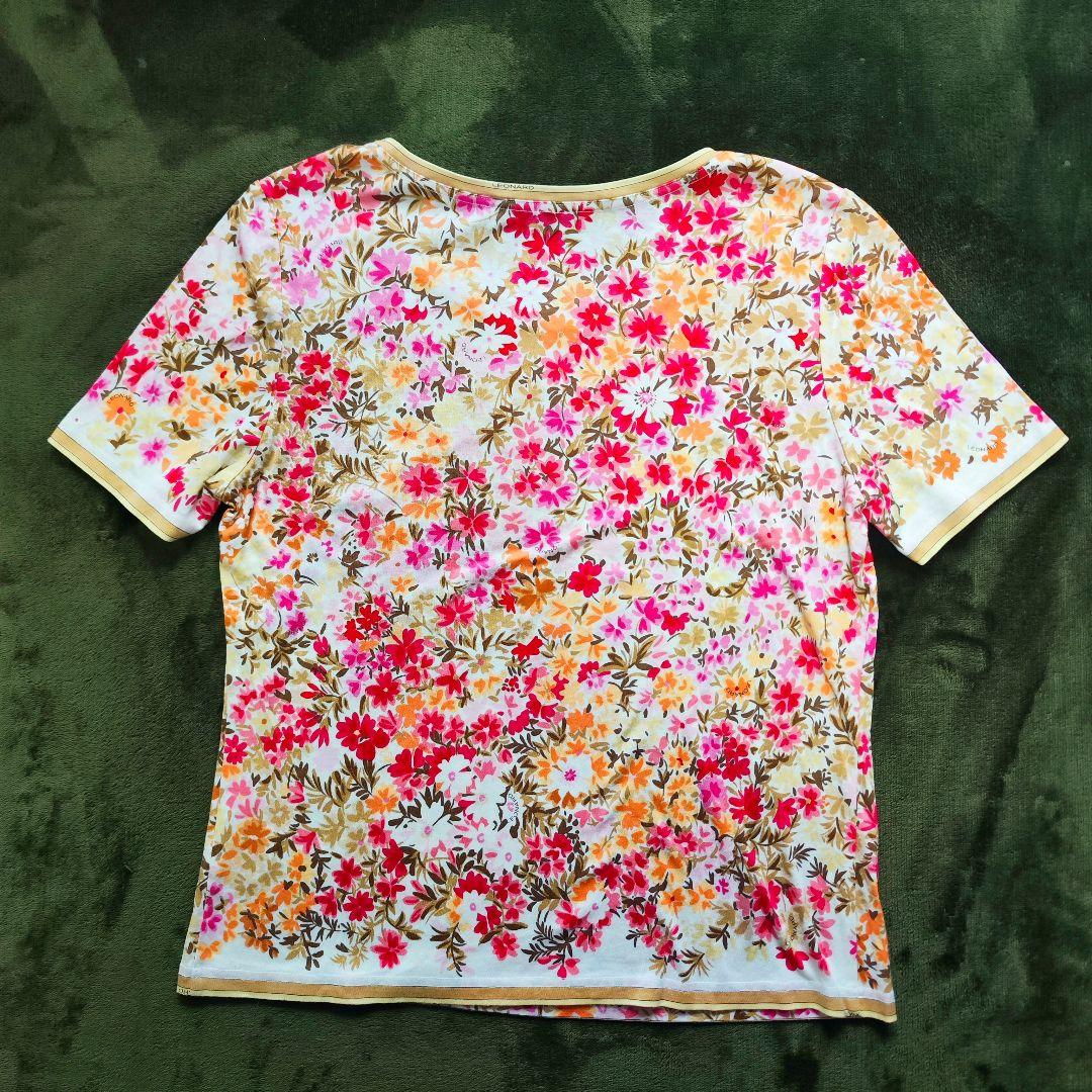 【極美品】レオナール アンサンブル カーディガン　Tシャツ 2点セット 花柄 M