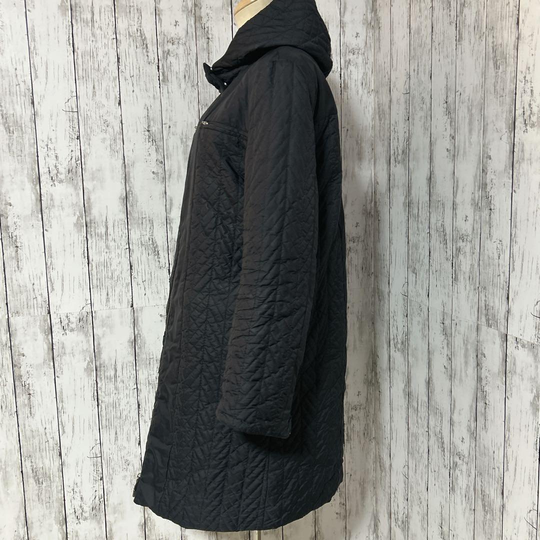 美品【スポーツマックスコード】リバーシブルキルティングコート 黒フード付L