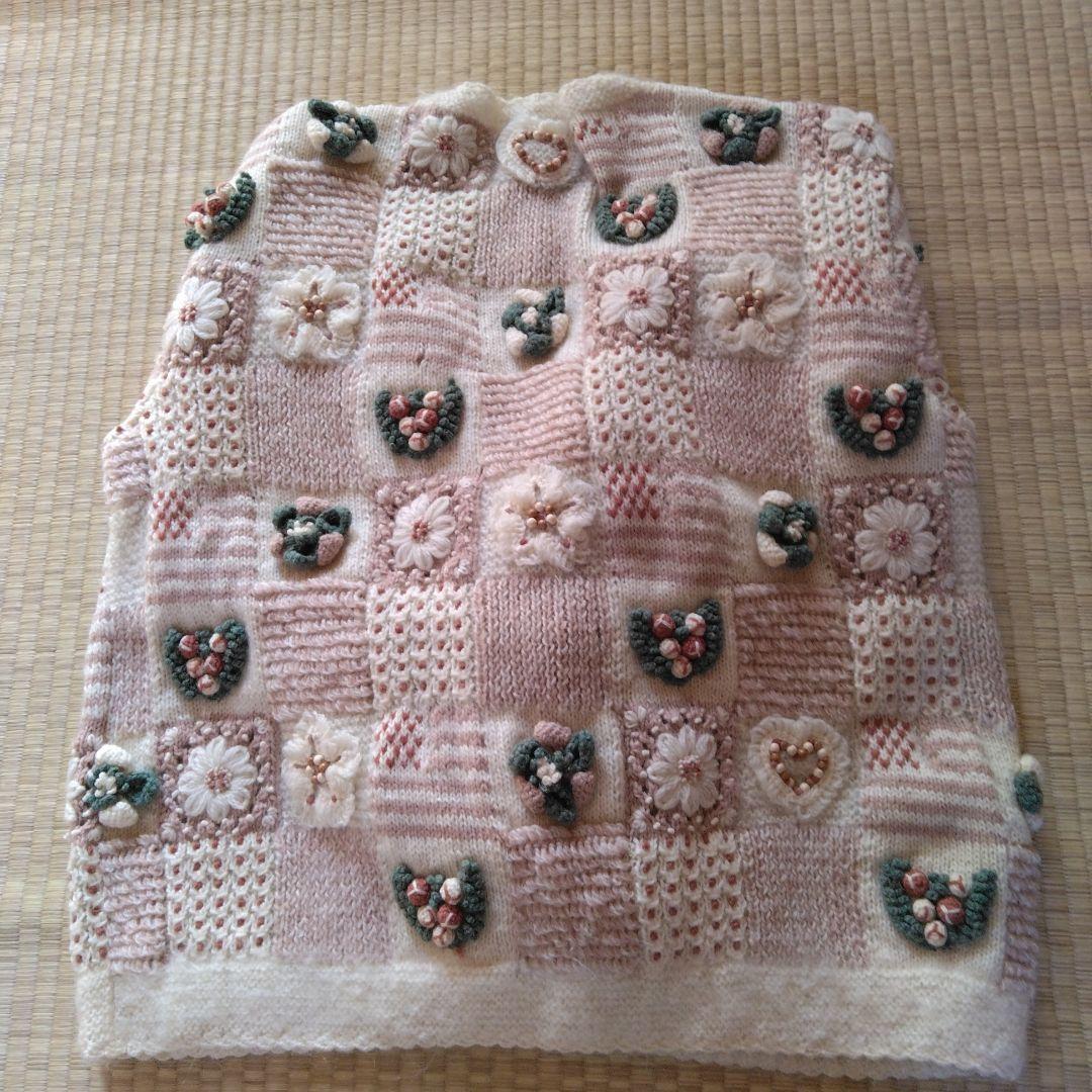花柄刺繍ニットカーディガン