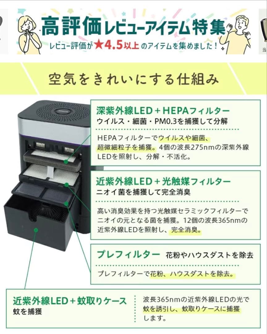 空気清浄機　NITRIDEナイトライド(LEDPURE AM1)