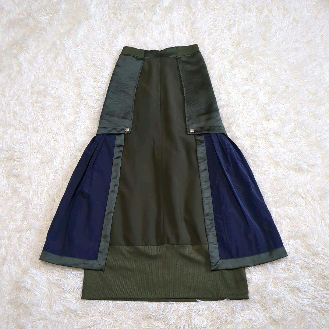 専用 極美品✨UN3D. 立体デザインミックス素材スカート バイカラー