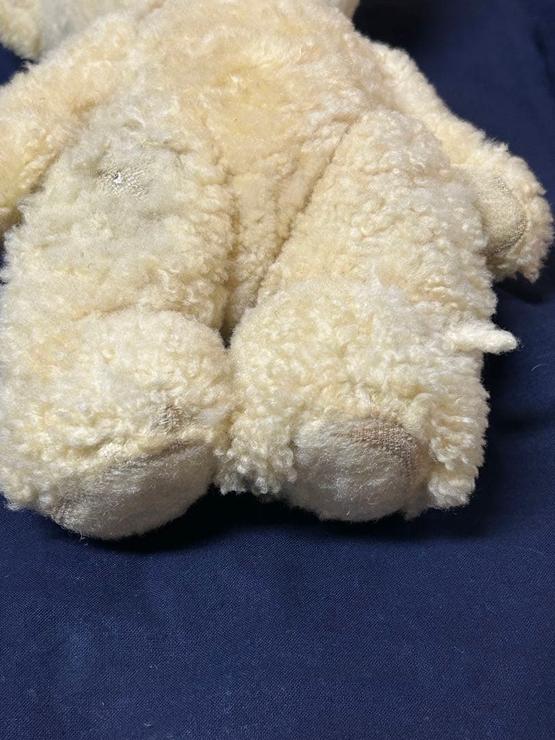 アンティークテディベア　オレンジ色リボン