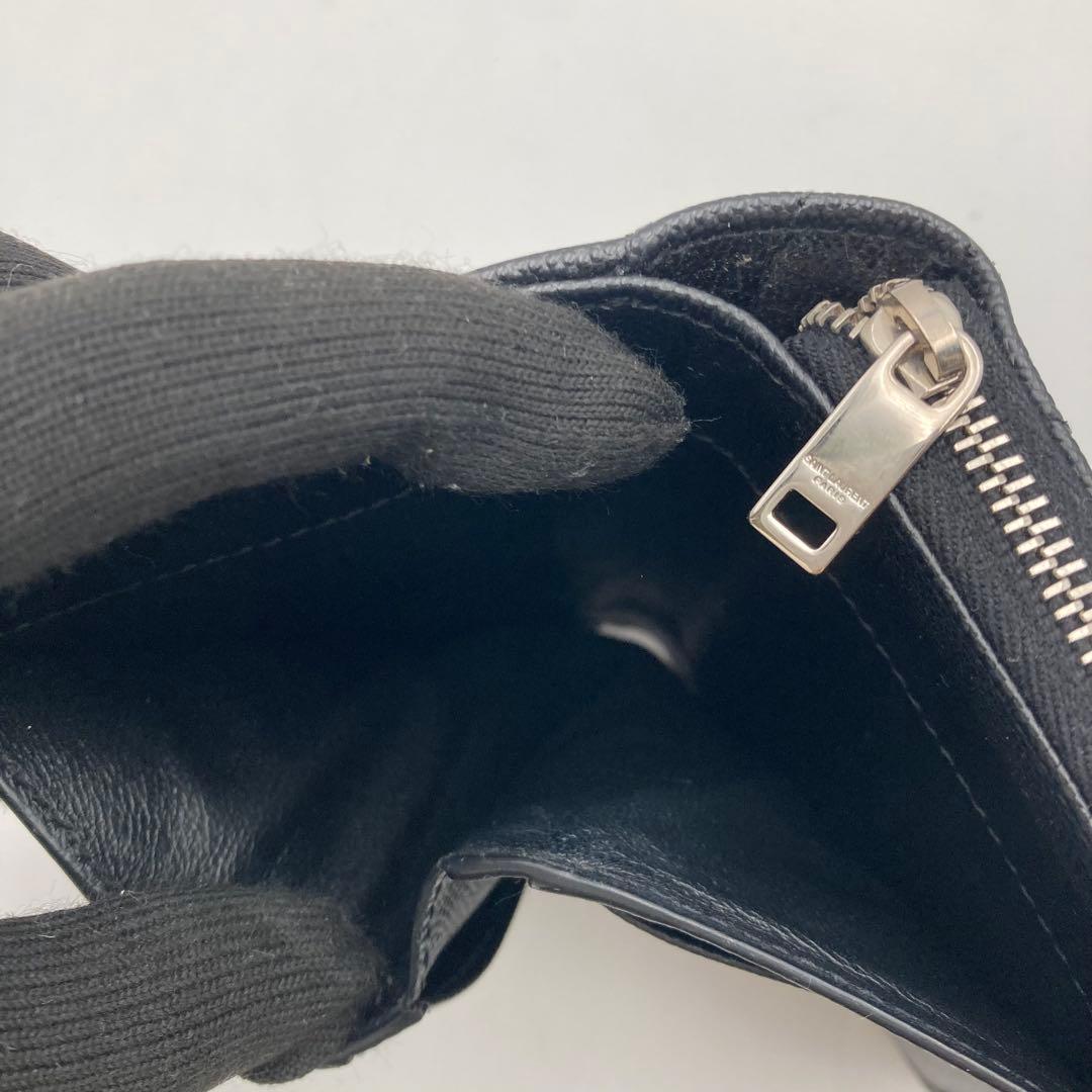★極美品★SAINT LAURENT 2つ折り財布 キャビアスキン YSL 黒