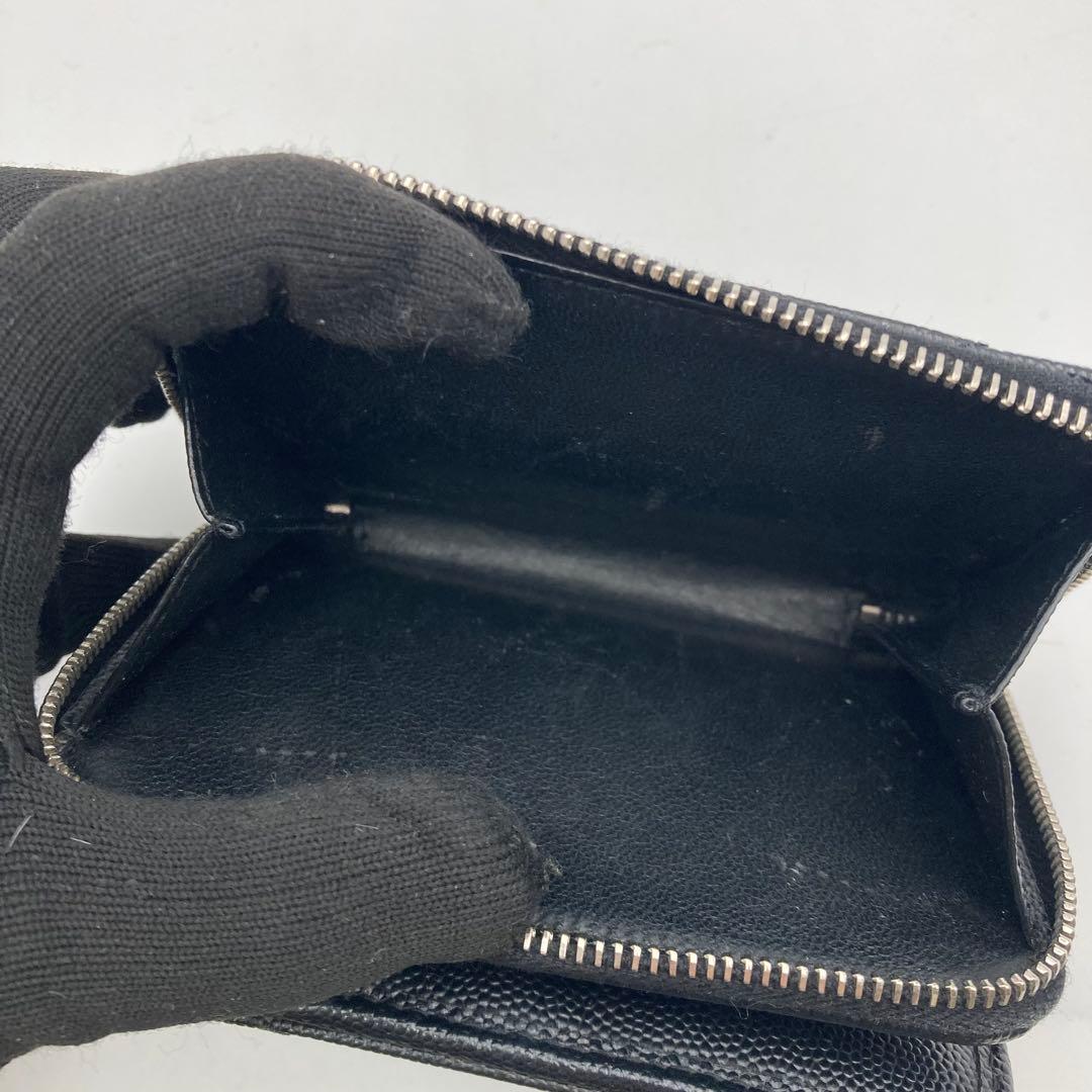 ★極美品★SAINT LAURENT 2つ折り財布 キャビアスキン YSL 黒