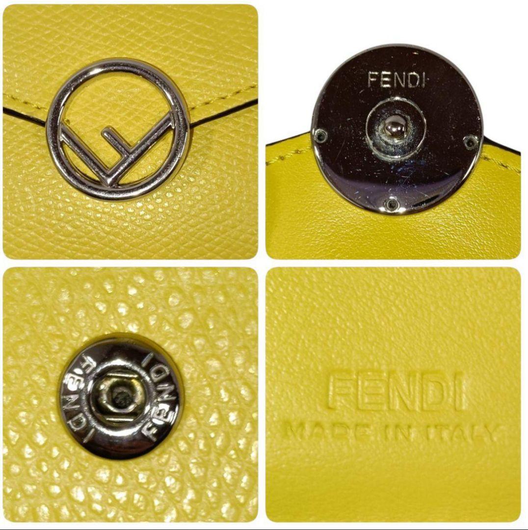 美品 正規品 箱付き FENDI フェンディ ミニ 折り財布 エフイズ 黄色 革