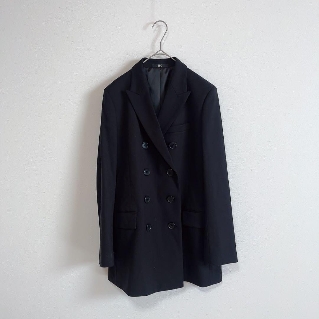 美品25年UNIQLO:C テーラードジャケット ダブルブレスト ブラック L