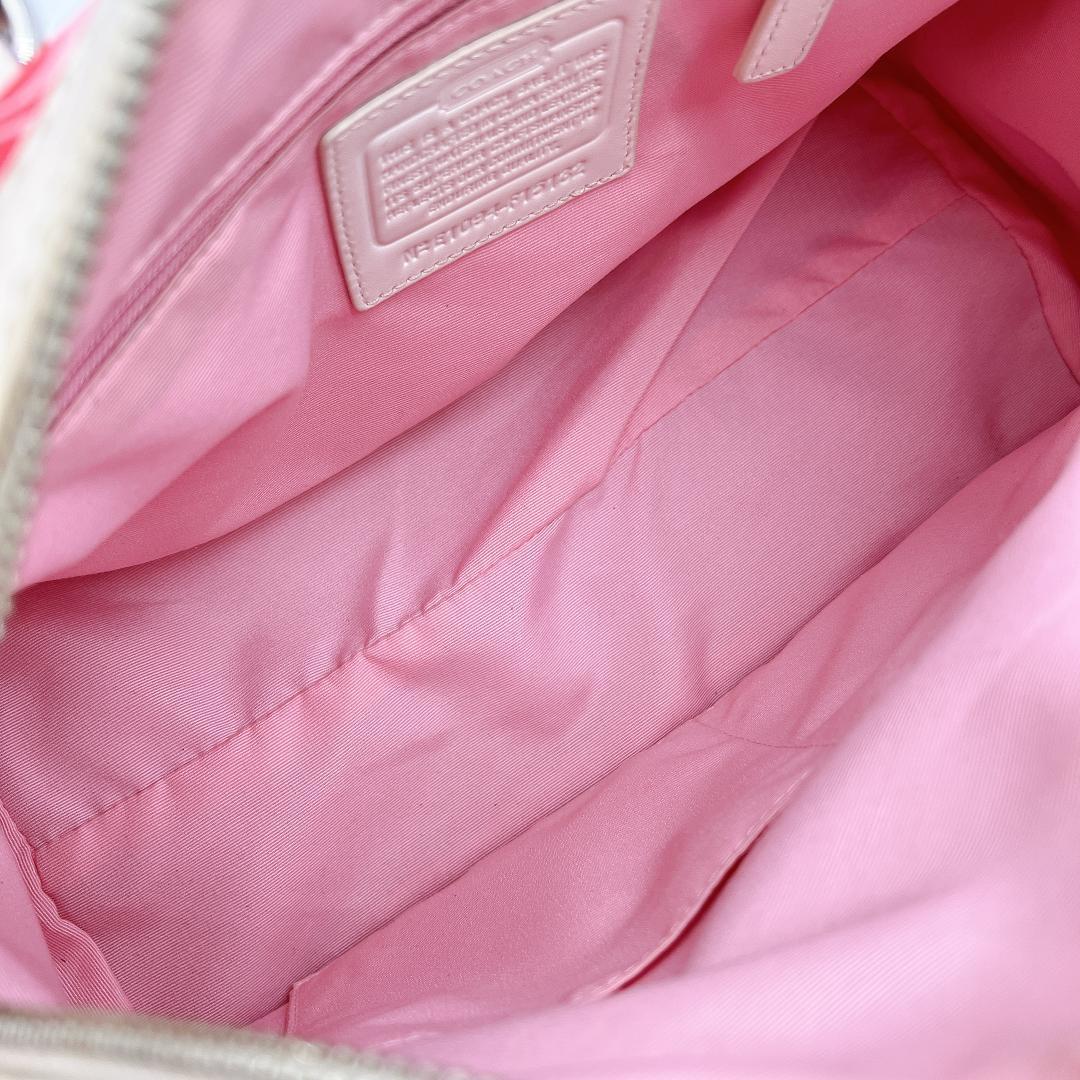 良品 COACH PVC ヘリテージ レザー ミニボストンバッグ　e722