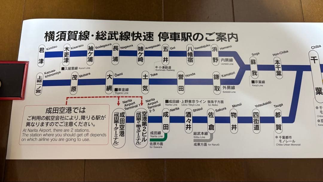 JR東日本横須賀線・総武線快速　停車駅案内　車内路線図　E217系