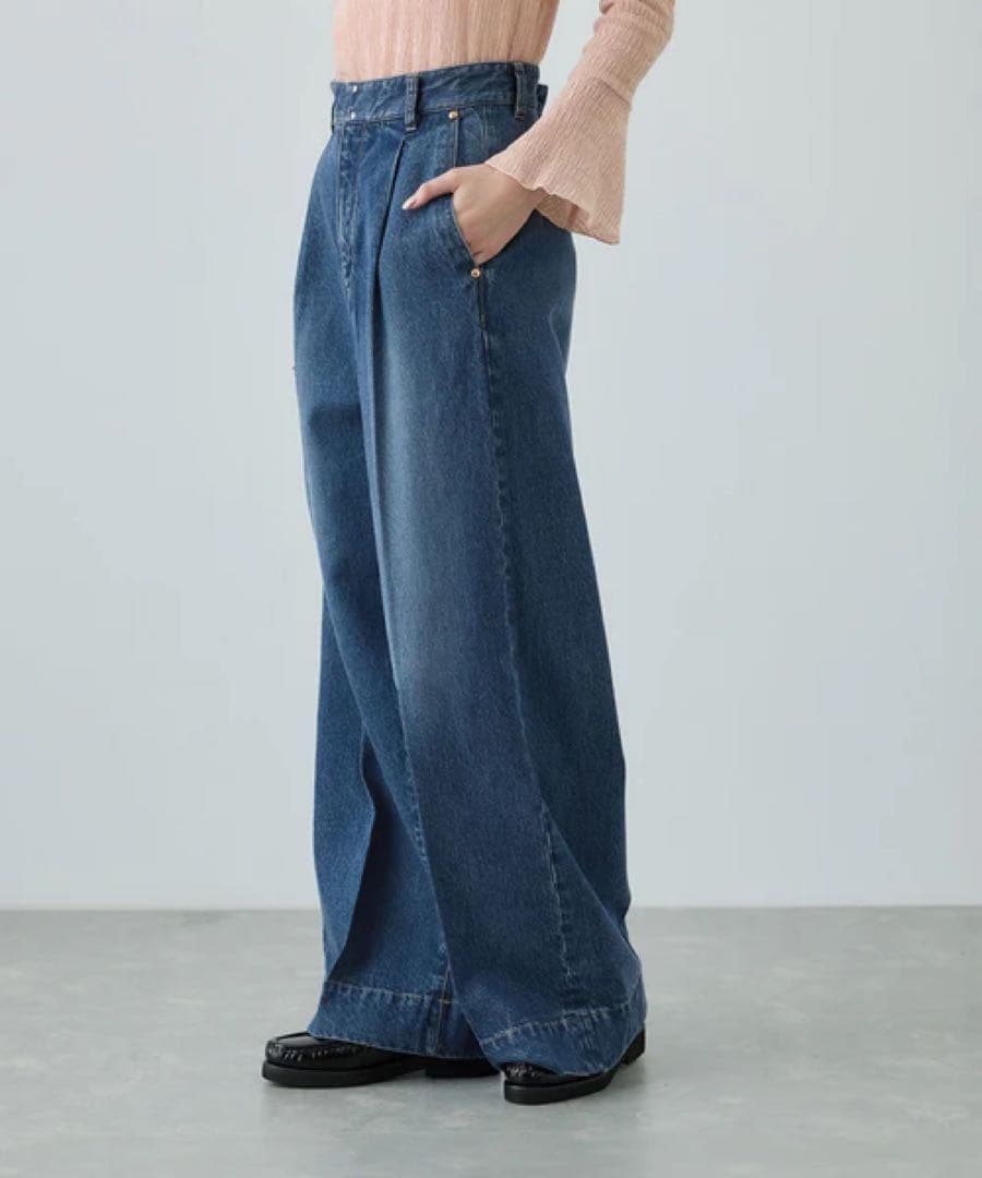 ROPÉ デニムストレートワイドパンツ