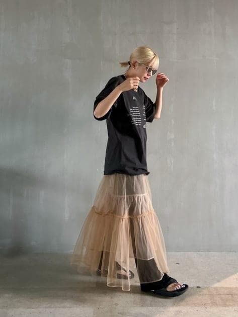 スカート MAISON SPECIAL Tulle Tiered Belt Skirt
