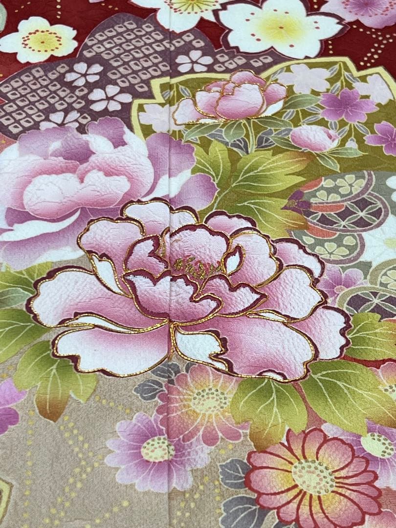 振り袖　フルセット　長襦袢　成人式　金彩加工　刺繍入り　長尺袋帯　658