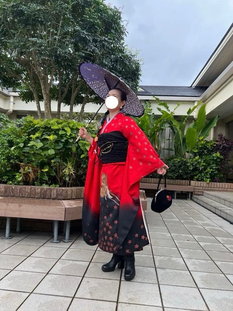 ゆ✨ シルク振袖とシルク刺繍襟付き長襦袢のセット✨　京都きもの友禅✨