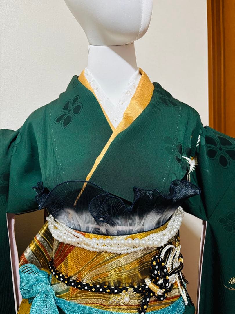 週末激安限定価格‼️ 鶴でかっこいい振袖‼️ ‼️フルセット‼️