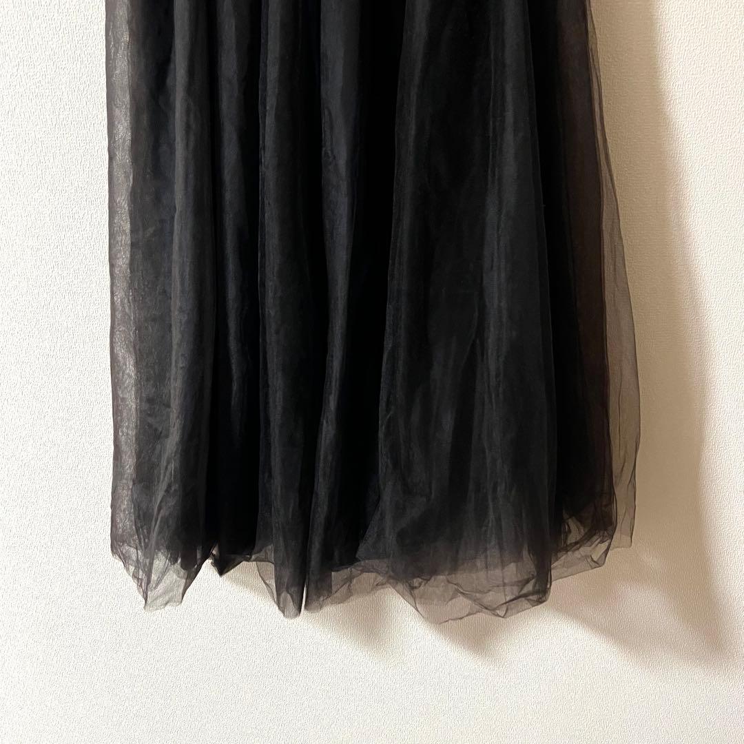 美品 ファビアナフィリッピ チュールスカート ロング シアー ブラック系