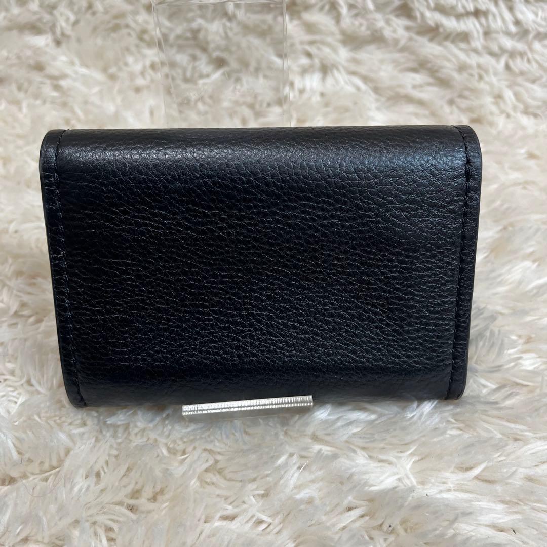 トリーバーチ　TORY BURCH 二つ折り財布　ミニ　金具　レザー　ブラック