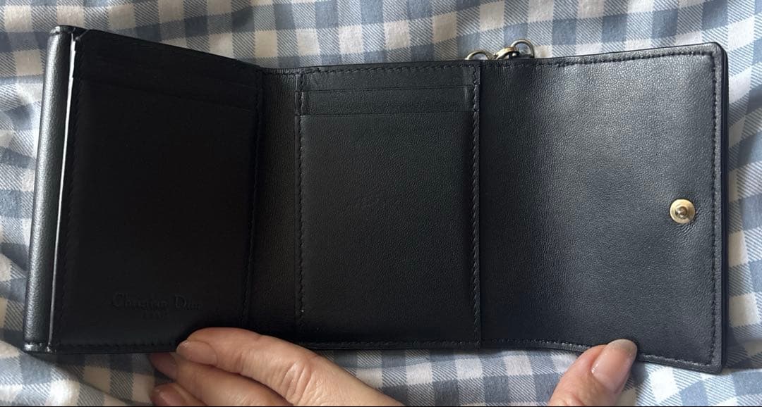 【美品】Dior ロータスウォレット ラムスキン 黒 ブラック 財布 スナ系