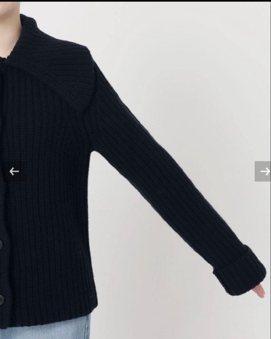 【極美品】2024AW IENA BLACK ビッグカラー カーディガン