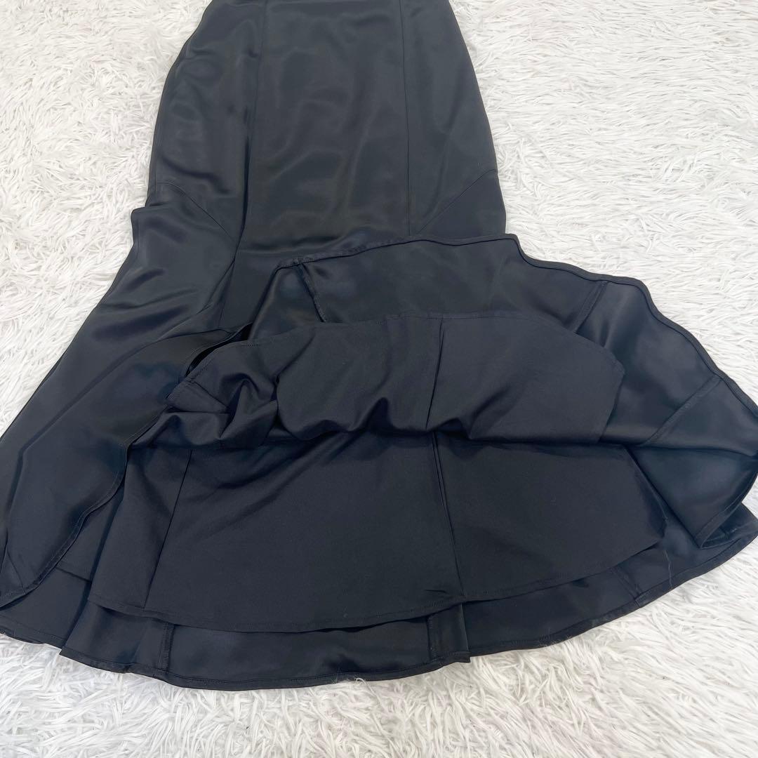 美品♡anuans サテンロングスカート　マーメイド　ウエスト後ゴム　黒　XS