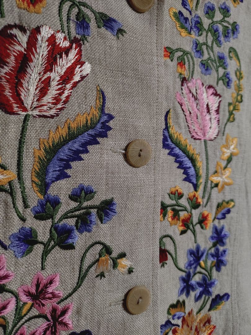 【KENZO】刺繍デザイン リネンテーラードジャケット