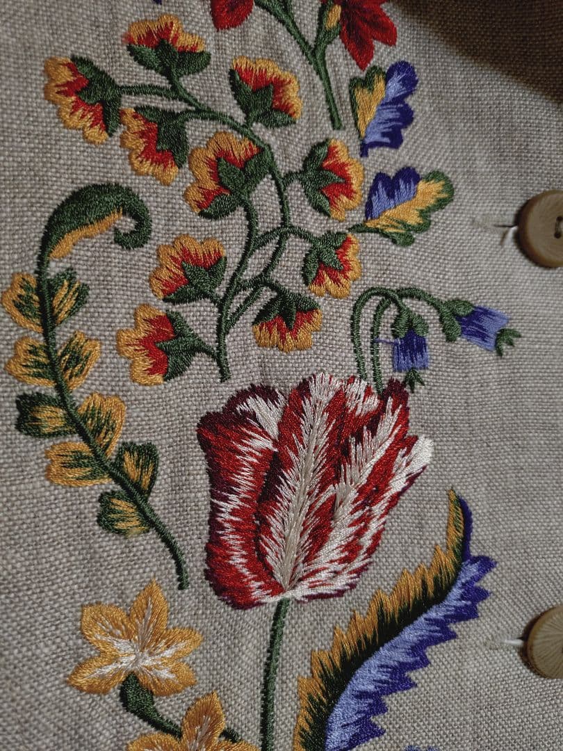 【KENZO】刺繍デザイン リネンテーラードジャケット