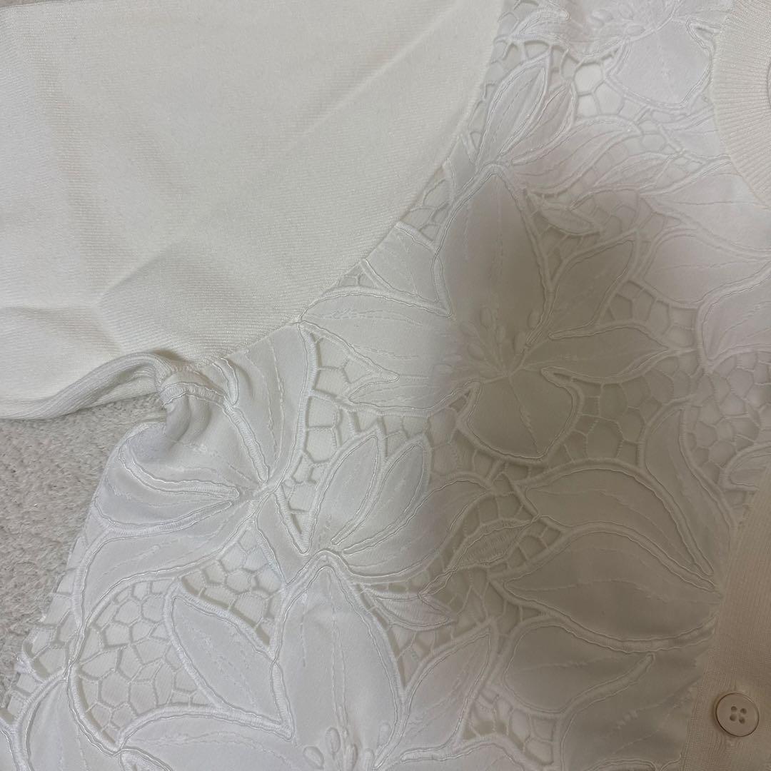 SALE ホワイト 花柄レース カーディガン アンサンブル
