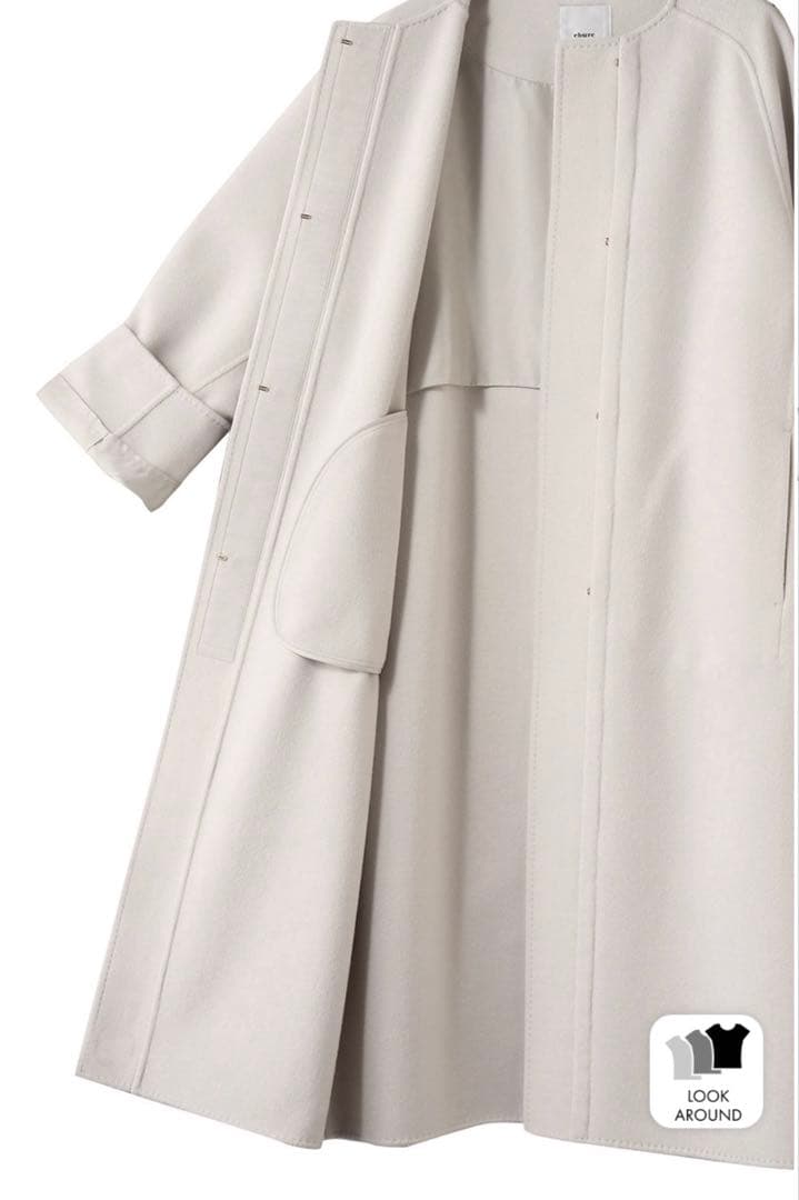 ebure 2025AW リュクスシャルムビーバー ノーカラーロングコート