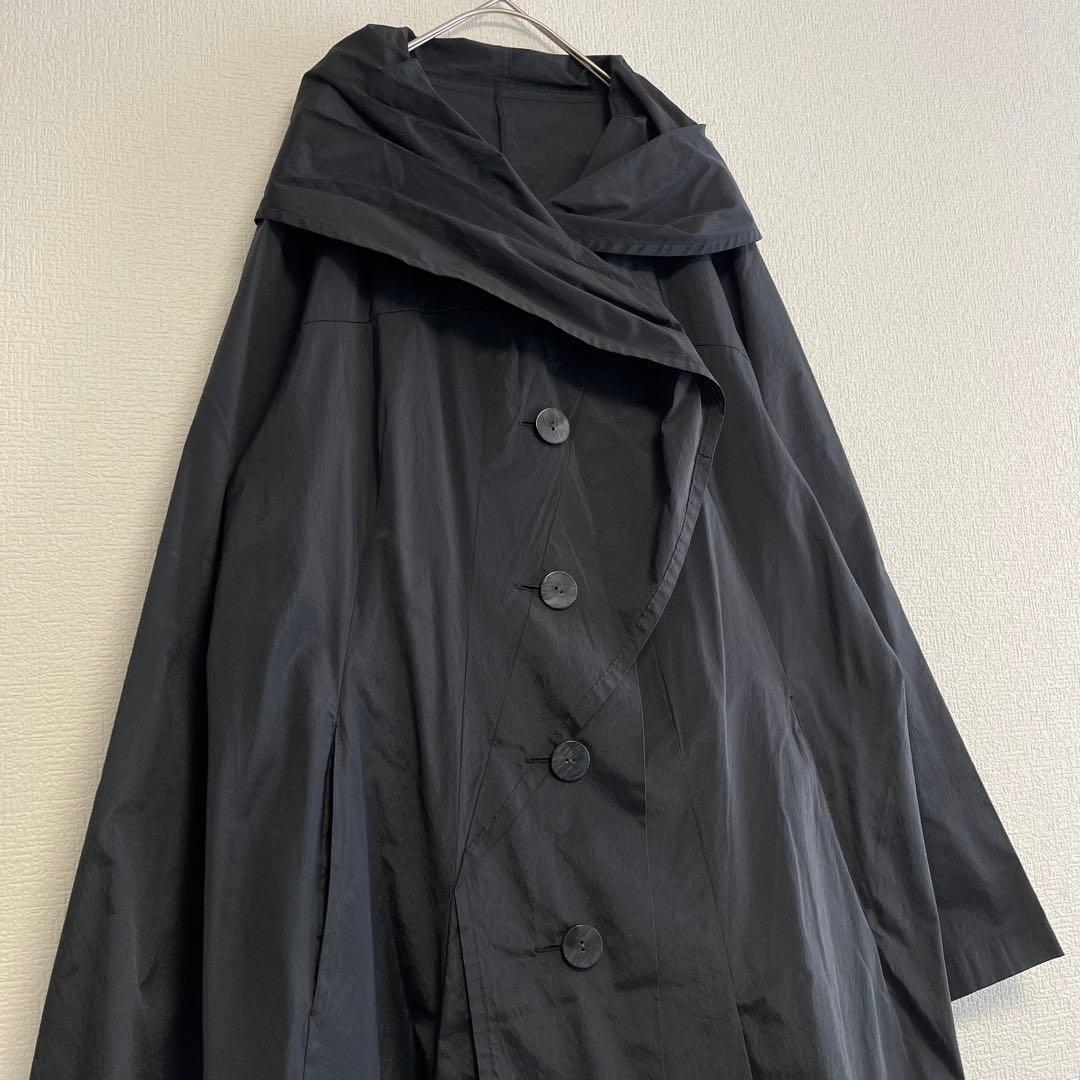 慈雨 アウター ロングコート 黒 アシンメトリー 変形デザイン サイズ40