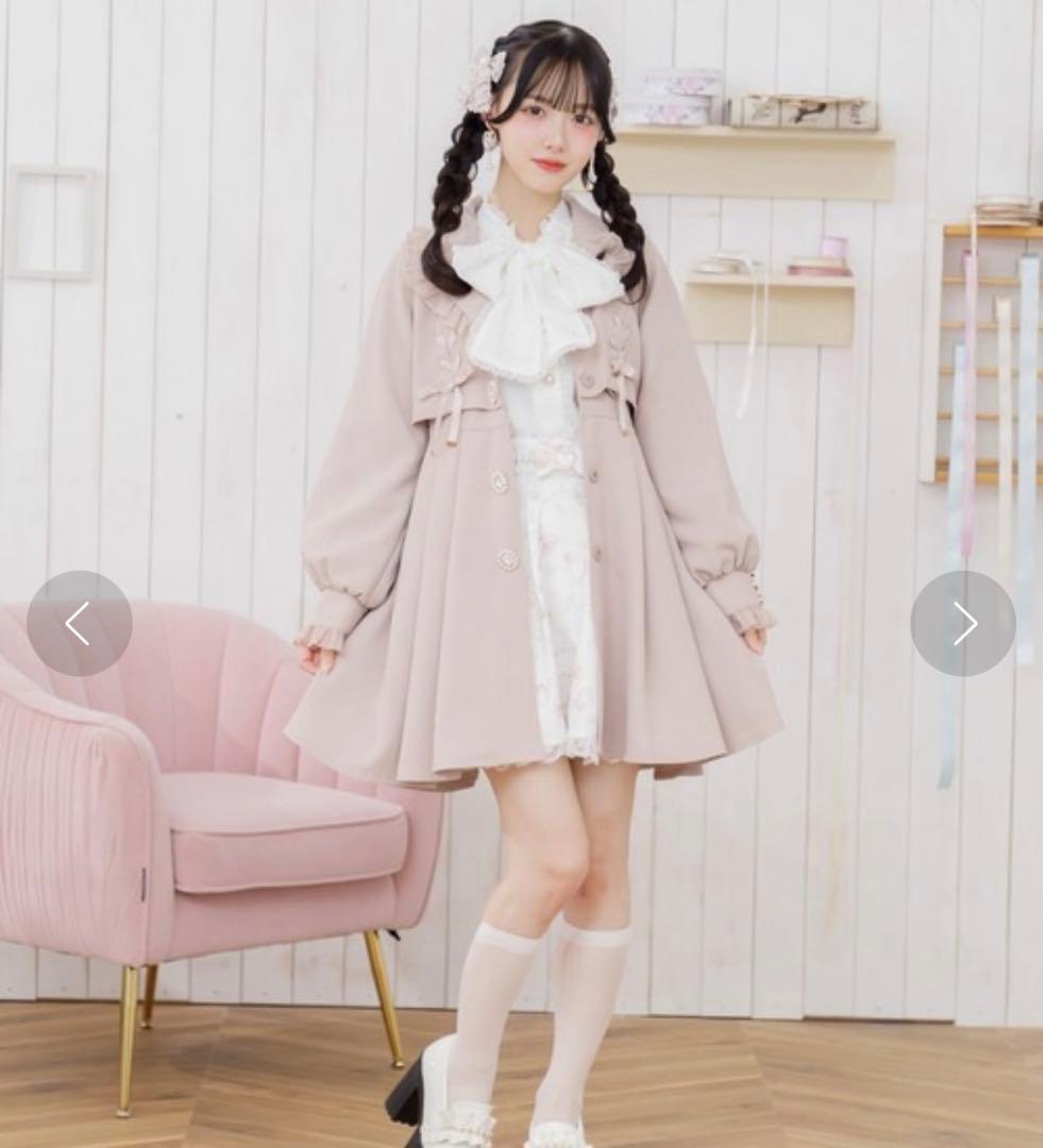 ROJITA シアーフリルトレンチコート　ピンク