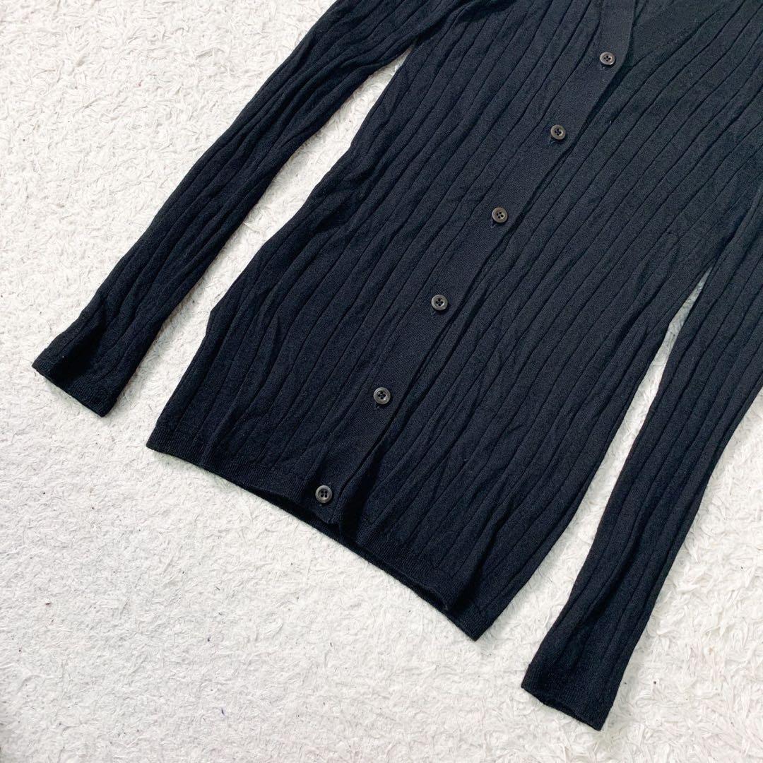 極美品 PRADA プラダ カシミヤ シルク カーディガン 黒 36