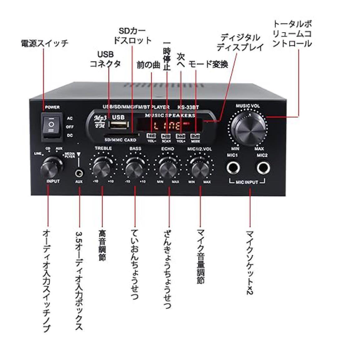 パワーアンプ Bluetooth オーディオサウンドアンプ HIFI 200w