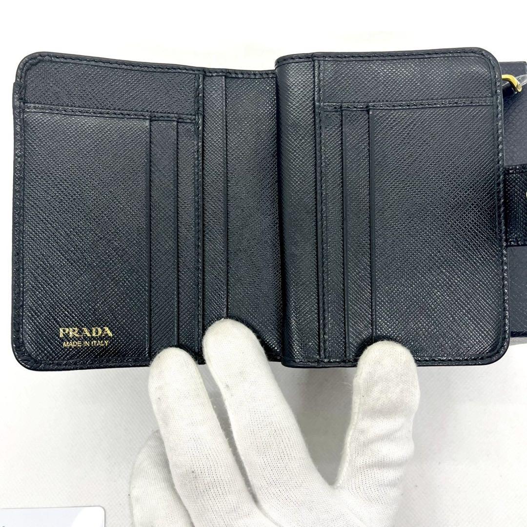 ◆現行/ギャラ付◆PRADA 二つ折り財布 サフィアーノ メタルロゴ L字ジップ
