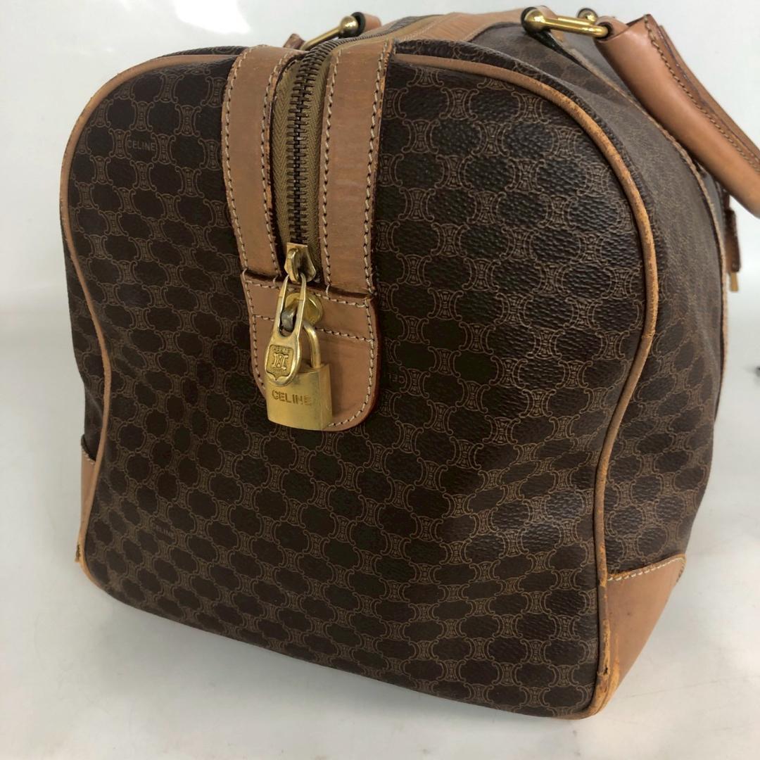 CELINE セリーヌ マカダム柄 ボストンバッグ ブラウン レディース