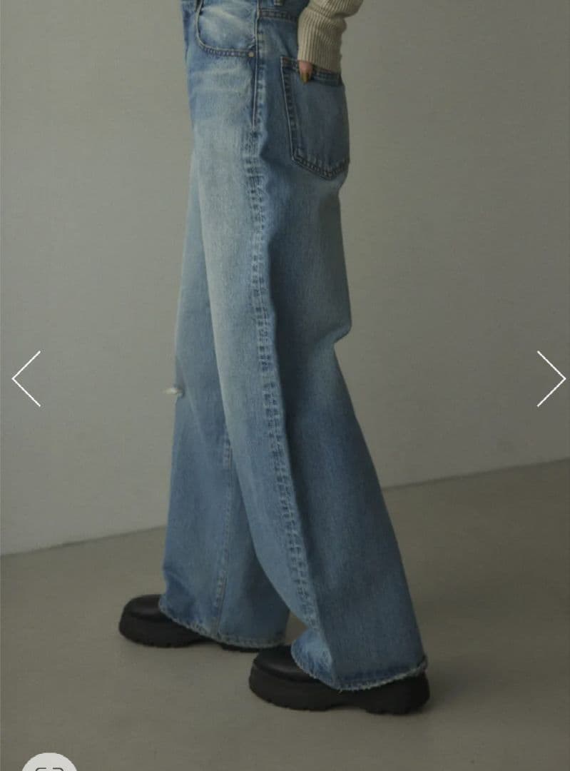 パンツ loose straight crash denim