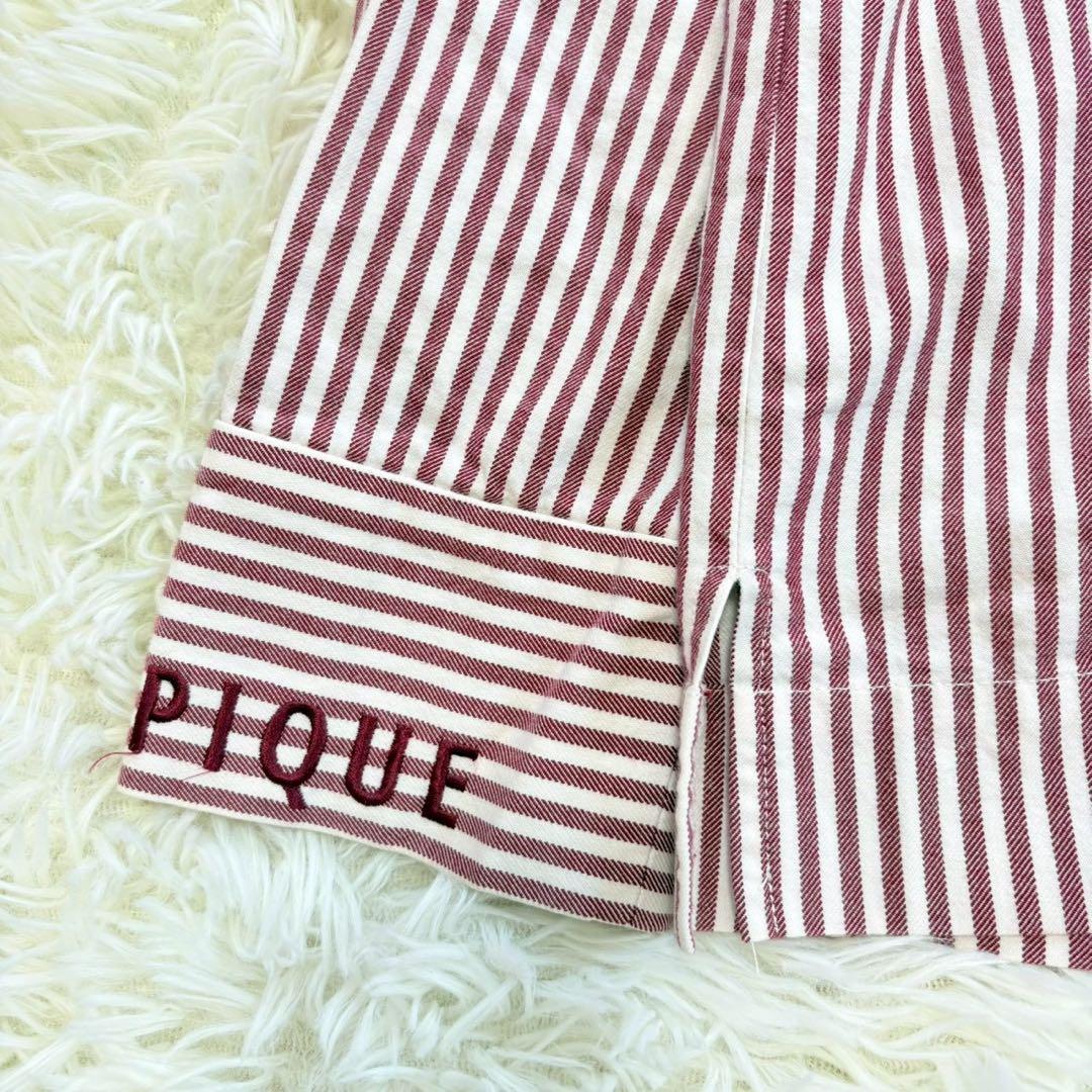良品✨ジェラートピケ ストライプ柄パジャマ 上下 ロゴ刺繍 ルームウェア 長袖