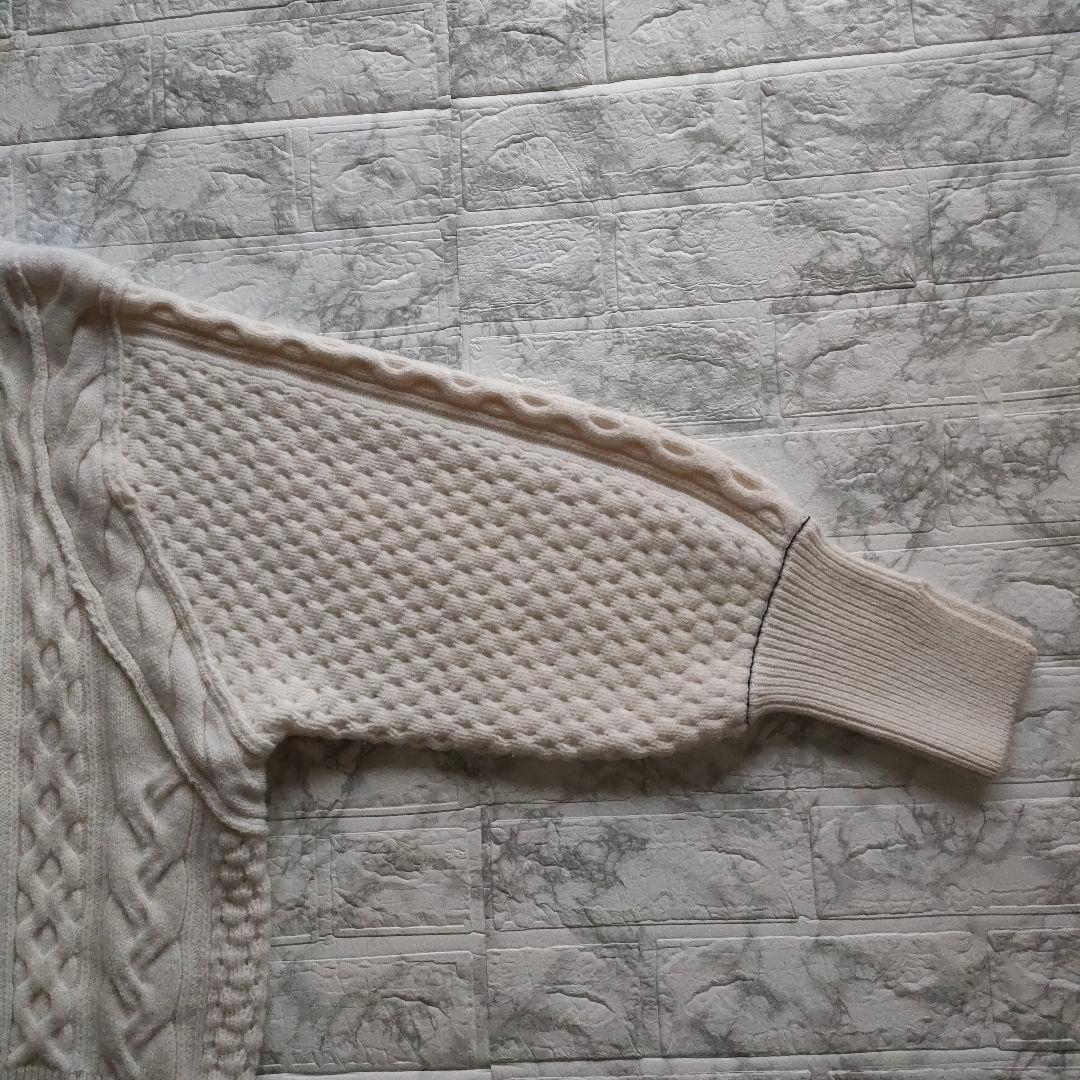ADAM ET ROPE'　リサイクルウールケーブルZIPカーディガン　Ｆ