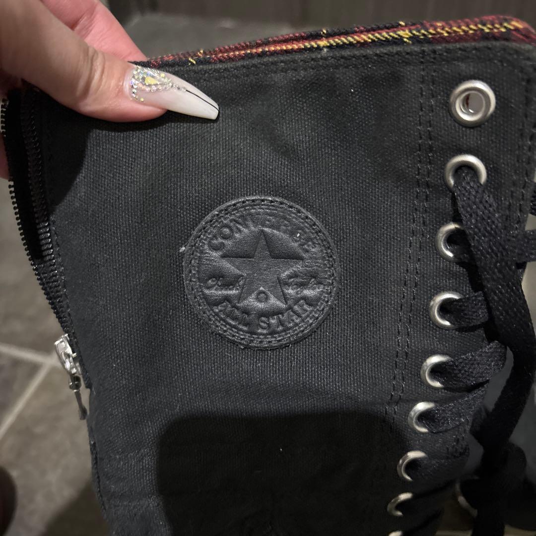 CONVERSE ロングブーツ ブラック チェック柄