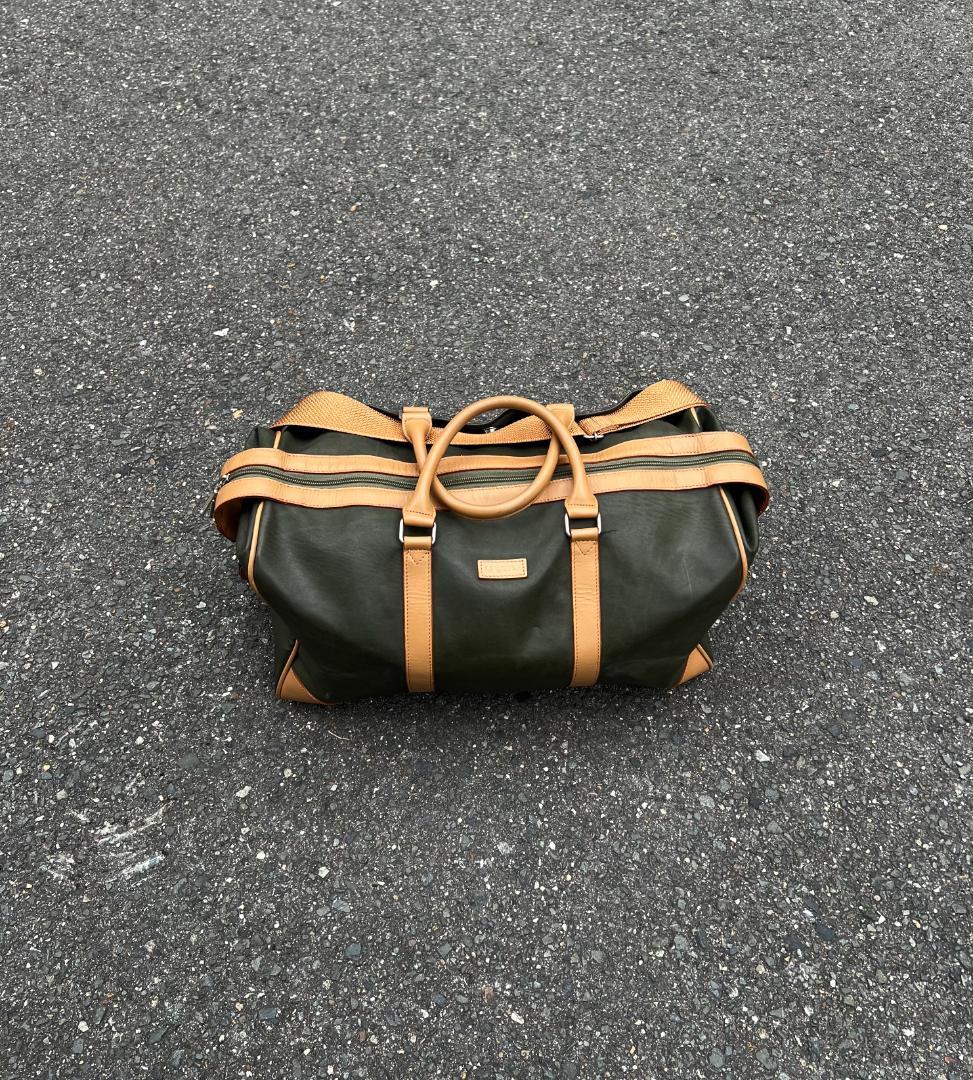 Vintage グリーン　レザー　ボストンバッグ