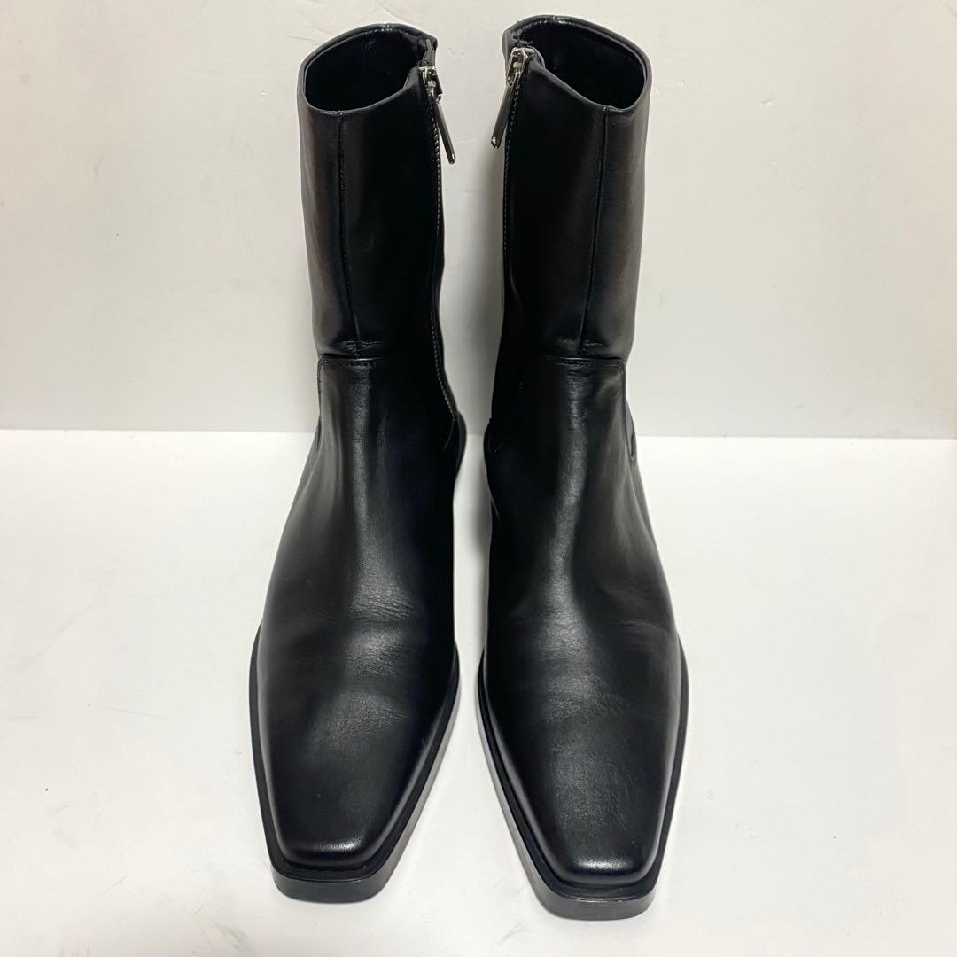 【美品】ZARA チェルシーブーツ サイドジップ スクエアトゥ24.5㎝