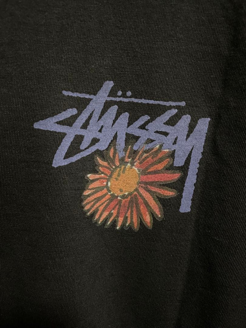STUSSY スカル フラワー Tシャツ ブラック Smokin Skull
