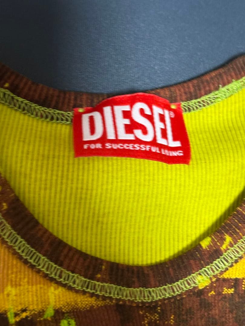 DIESEL 半袖Tシャツ イエロー/ブラウン グラフィック