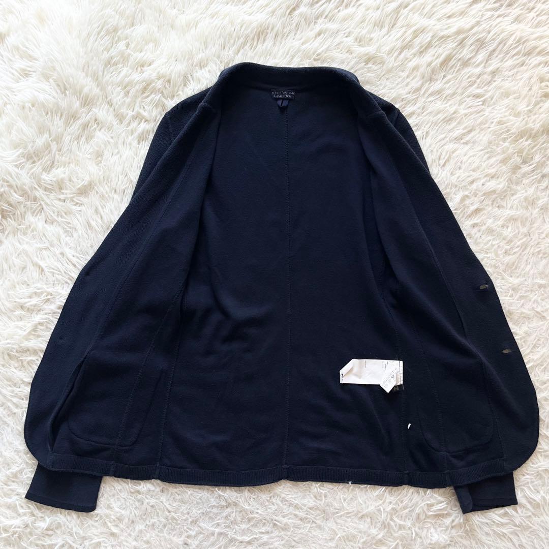 <美品>LARDINI ネイビー コットン ニットジャケット Mサイズ相当