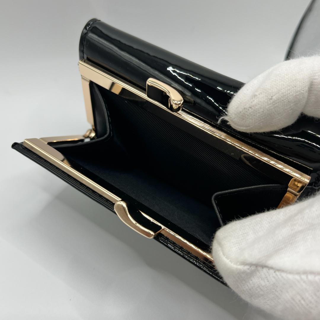 Vivienne Westwood エナメル がま口 折財布 黒 ツルツル