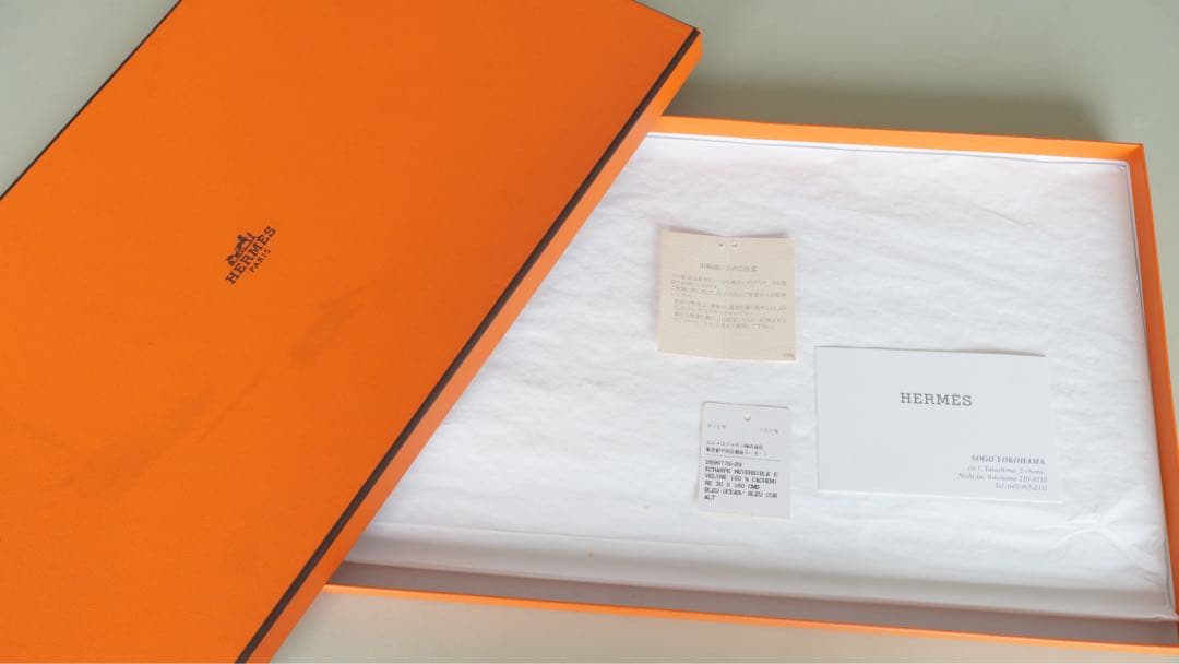 【希少】HERMES エルメス　エヴリン　カシミヤ100% マフラー　バイカラー