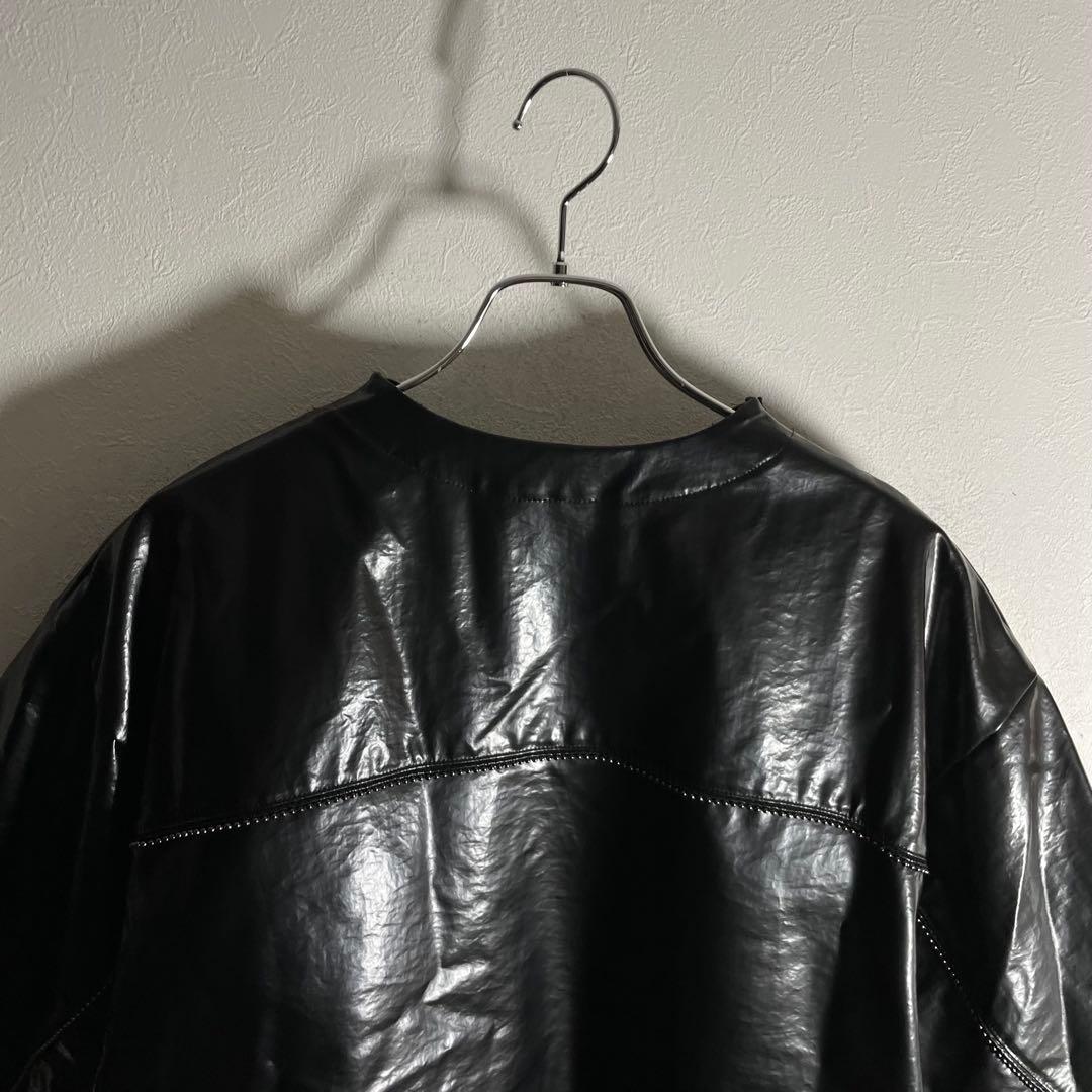 【希少サンプル品/美品】FACETASM スタッズフェイクレザーTシャツ ジップ