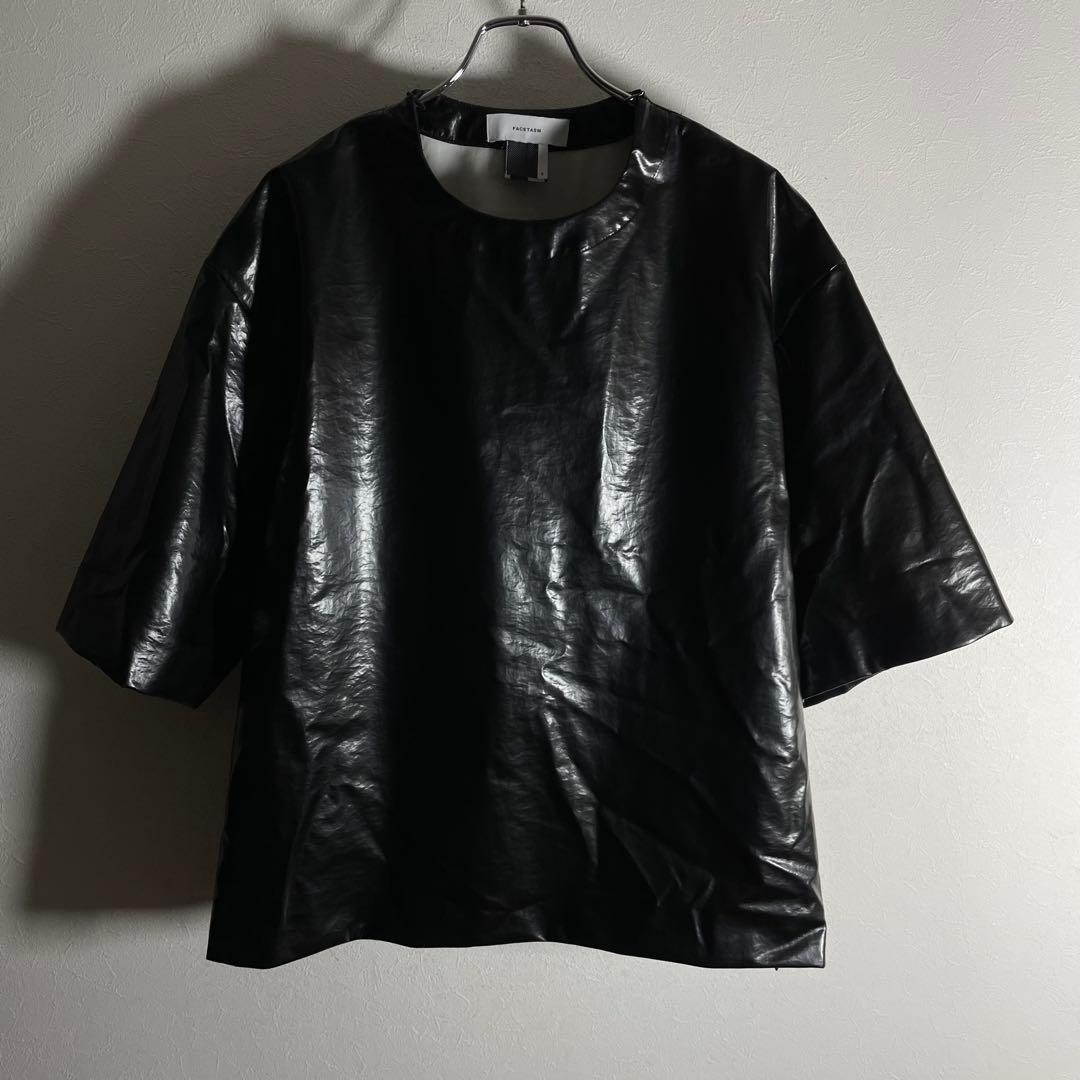 【希少サンプル品/美品】FACETASM スタッズフェイクレザーTシャツ ジップ