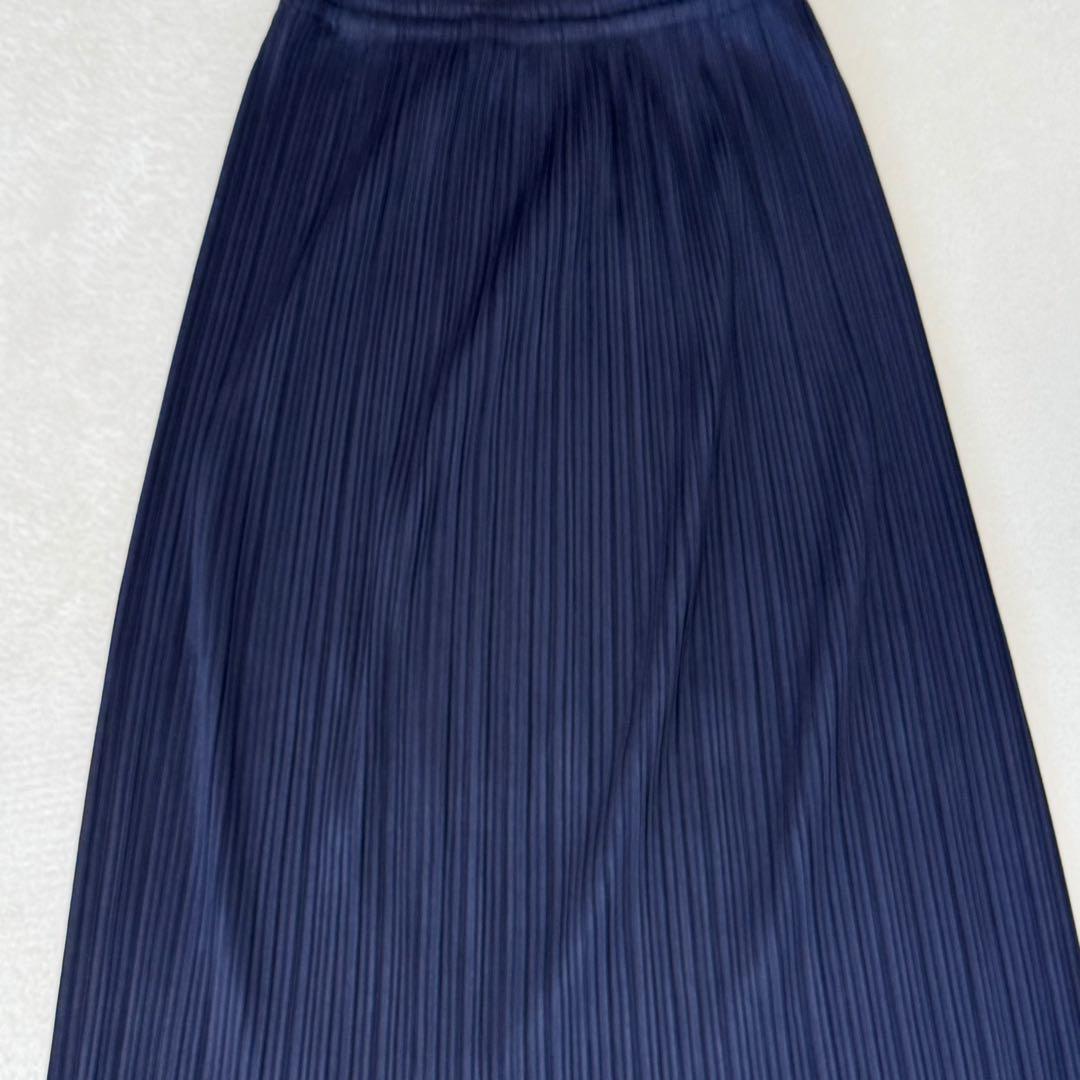 美品✨PLEATS PLEASE プリーツ　ネイビー　ロングスカート　Sサイズ