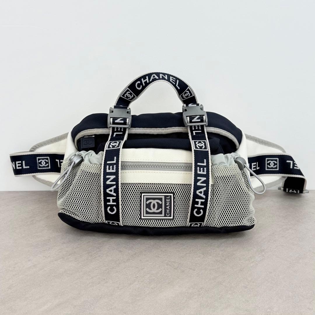 CHANEL スポーツライン ウエストバッグ ココマーク メッシュ ナイロン