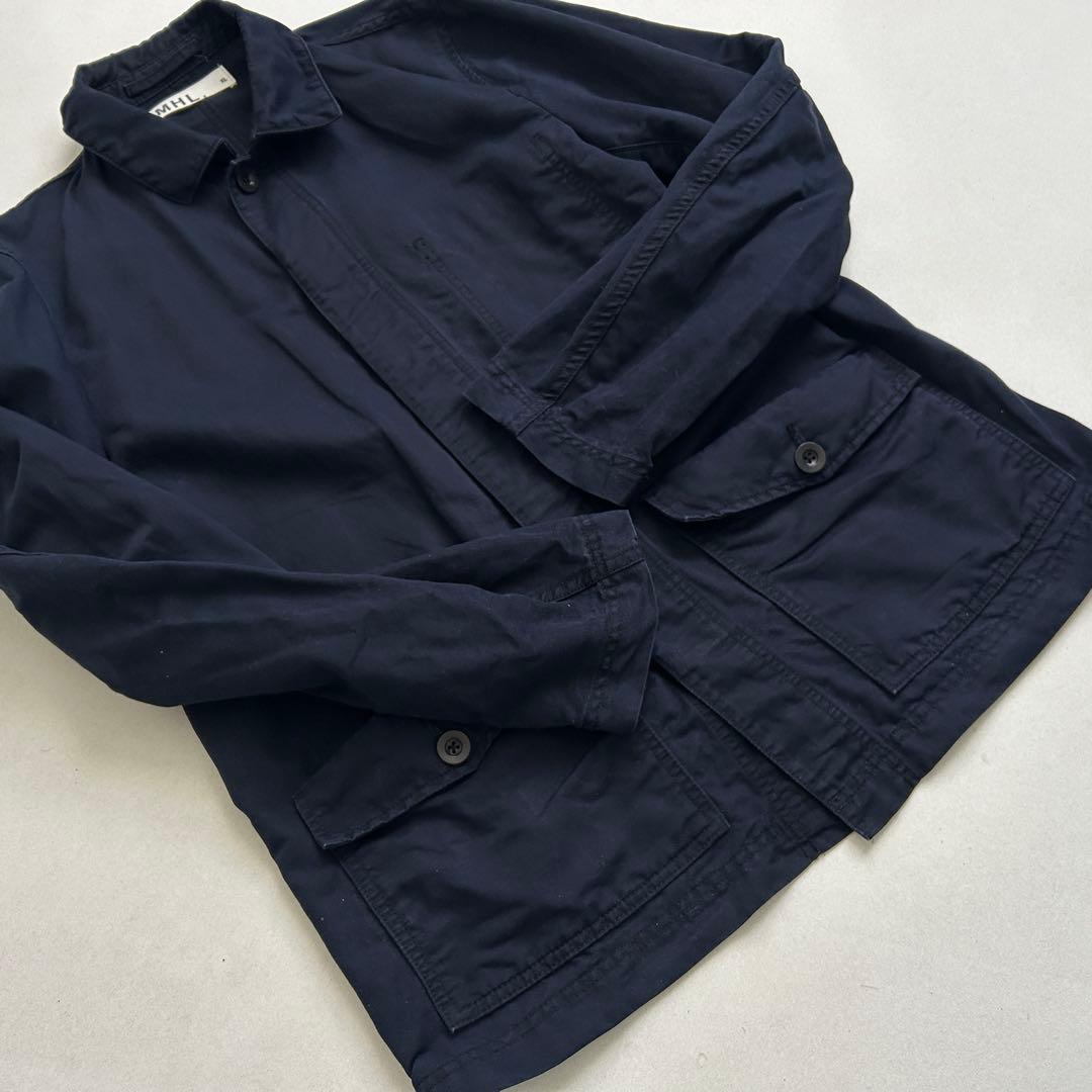 MHL マーガレットハウエル ワークジャケット 濃紺 XL カバーオール 綿麻