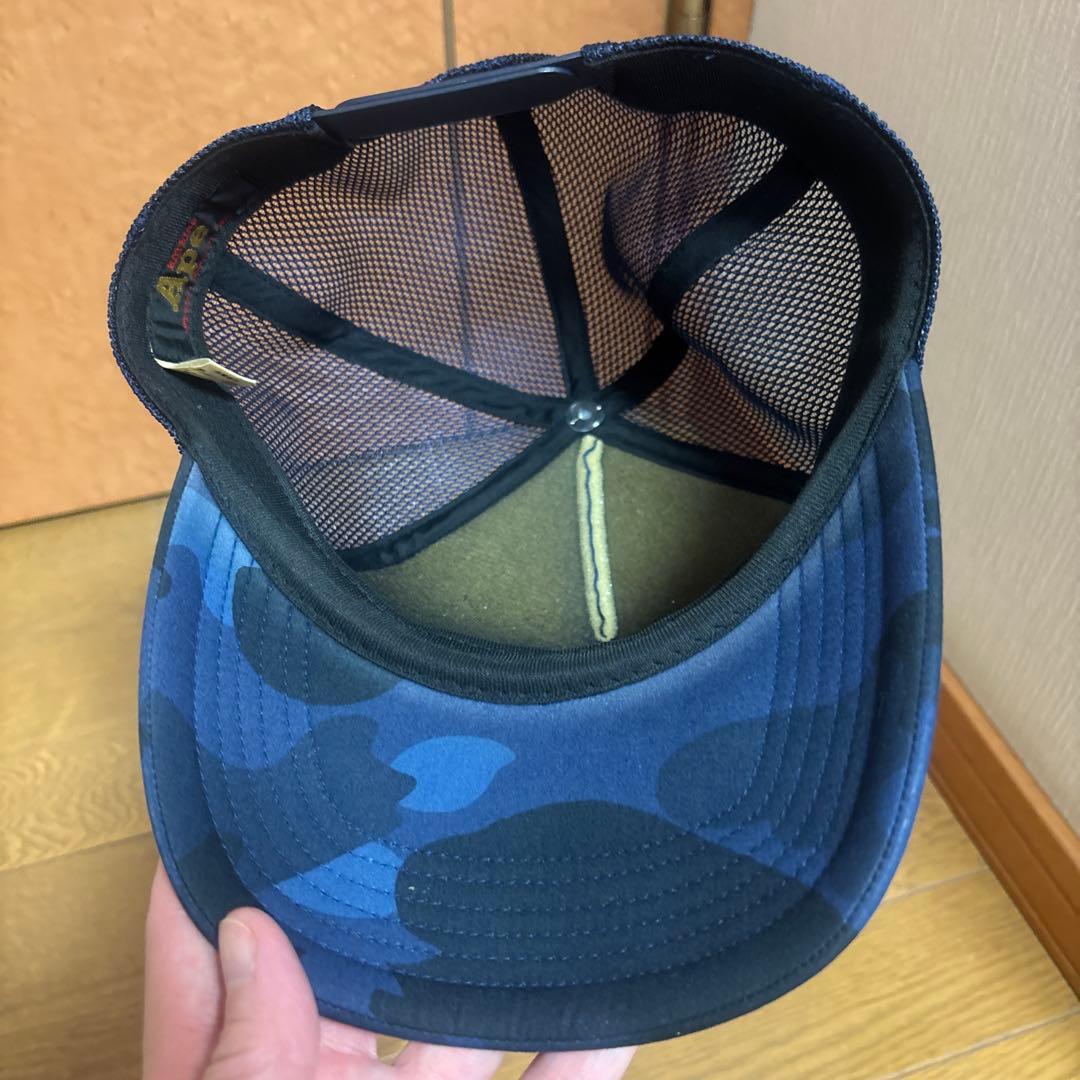 A BATHING APE カモフラージュ キャップ　ネイビー/ブラック